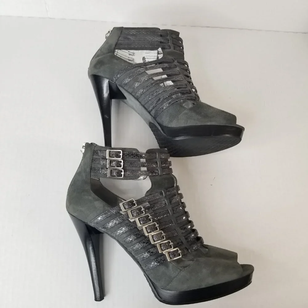 Calvin Klein Danica Platform Stiletto Heels Pumps Grey Suede Date Night Sz 9.5 - Picture 9 of 16